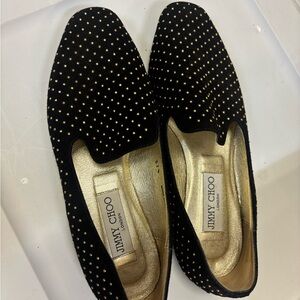 Jimmy Choo Black Flats with Gold Accents